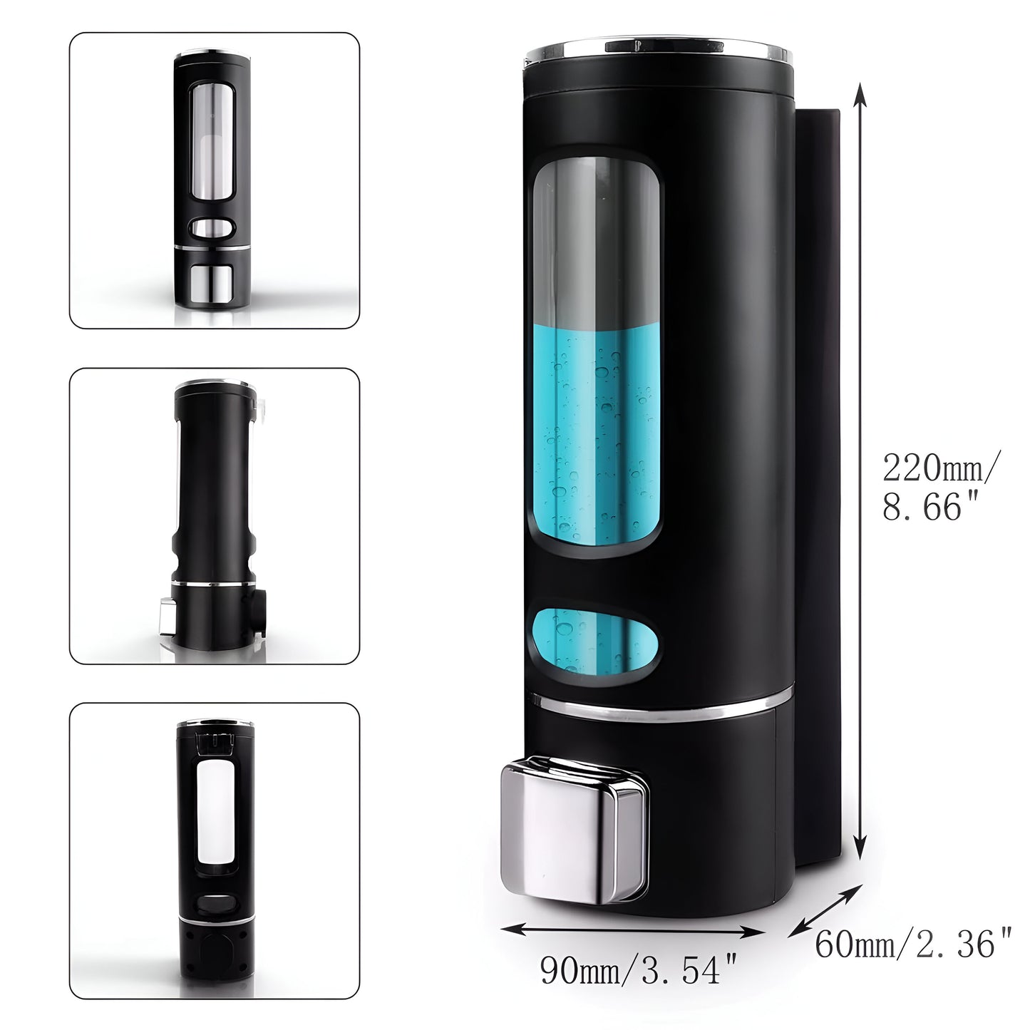 Wall-Mounted 400ml Soap/Sanitizer Dispenser – Capsule Black