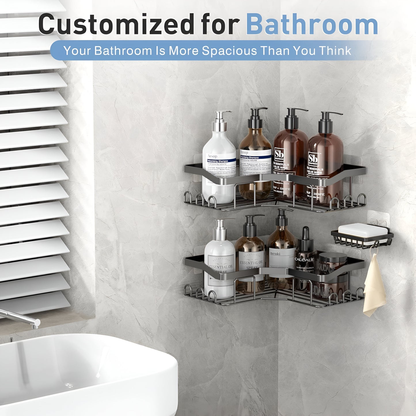 Corner Shower Caddy 3 Pack,Adhesive Shower Organizer for Bathroom Storage&Home Decor&Kitchen