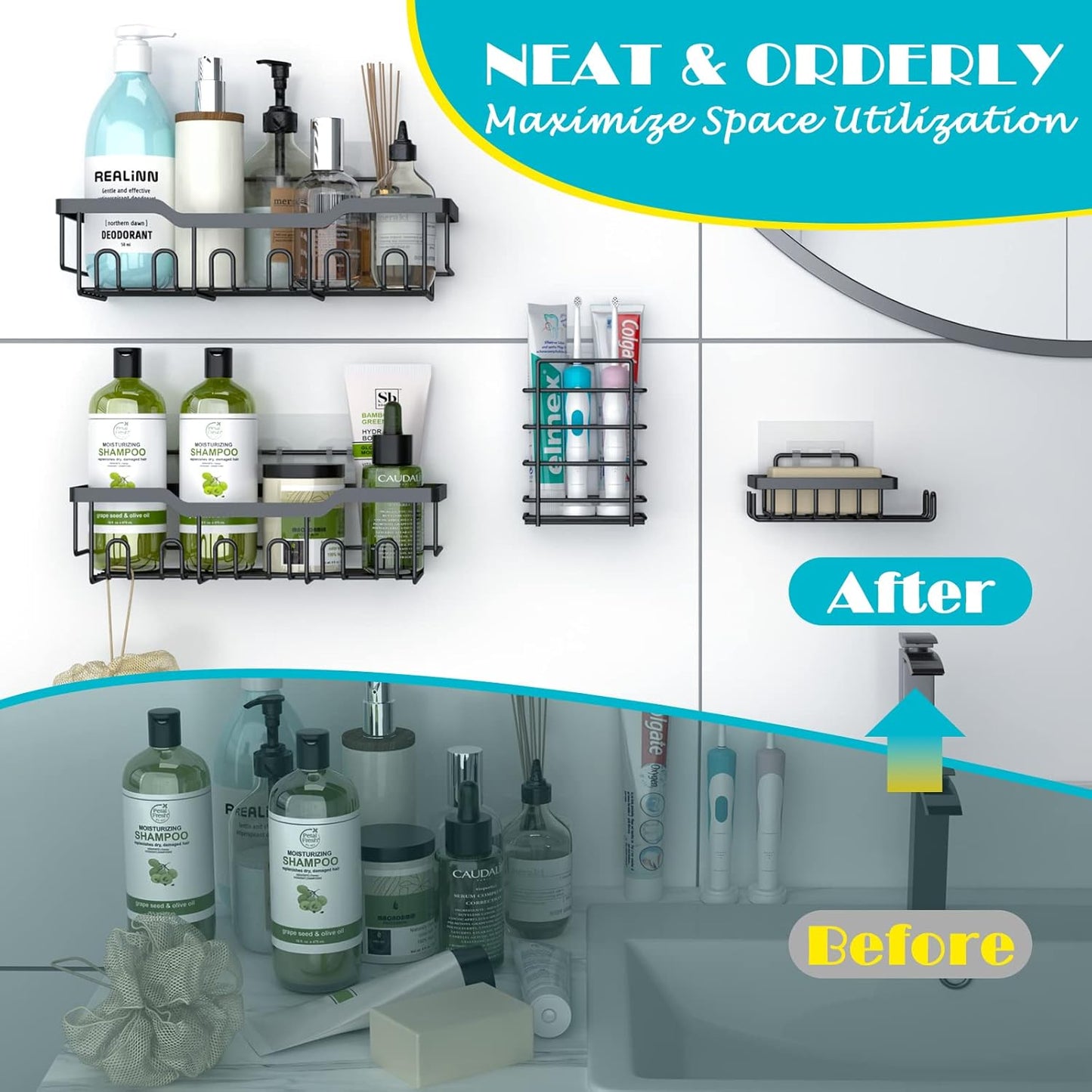 Self-Adhesive No-Drill Heavy-Duty Bathroom Shelf