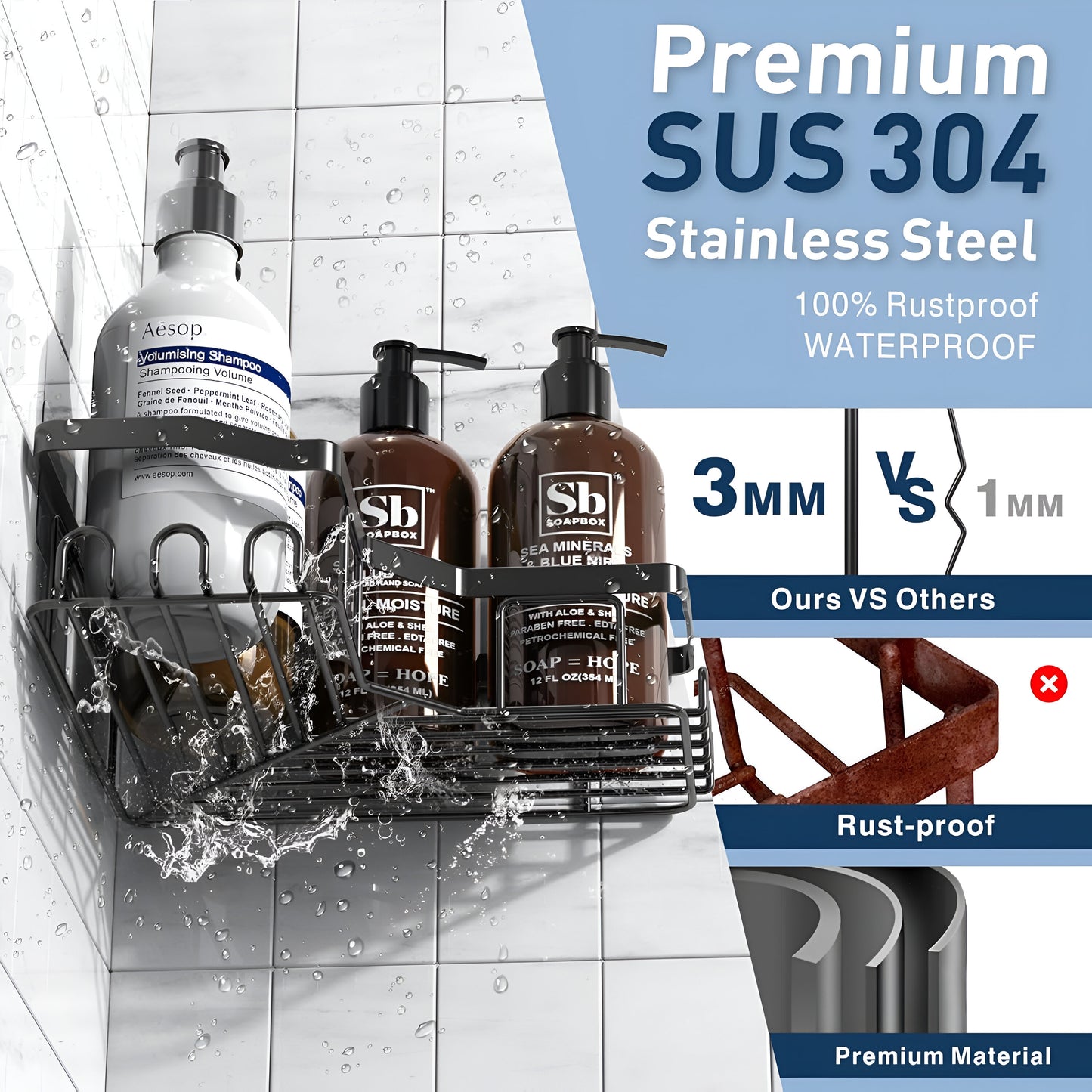 Corner Shower Caddy 3 Pack,Adhesive Shower Organizer for Bathroom Storage&Home Decor&Kitchen