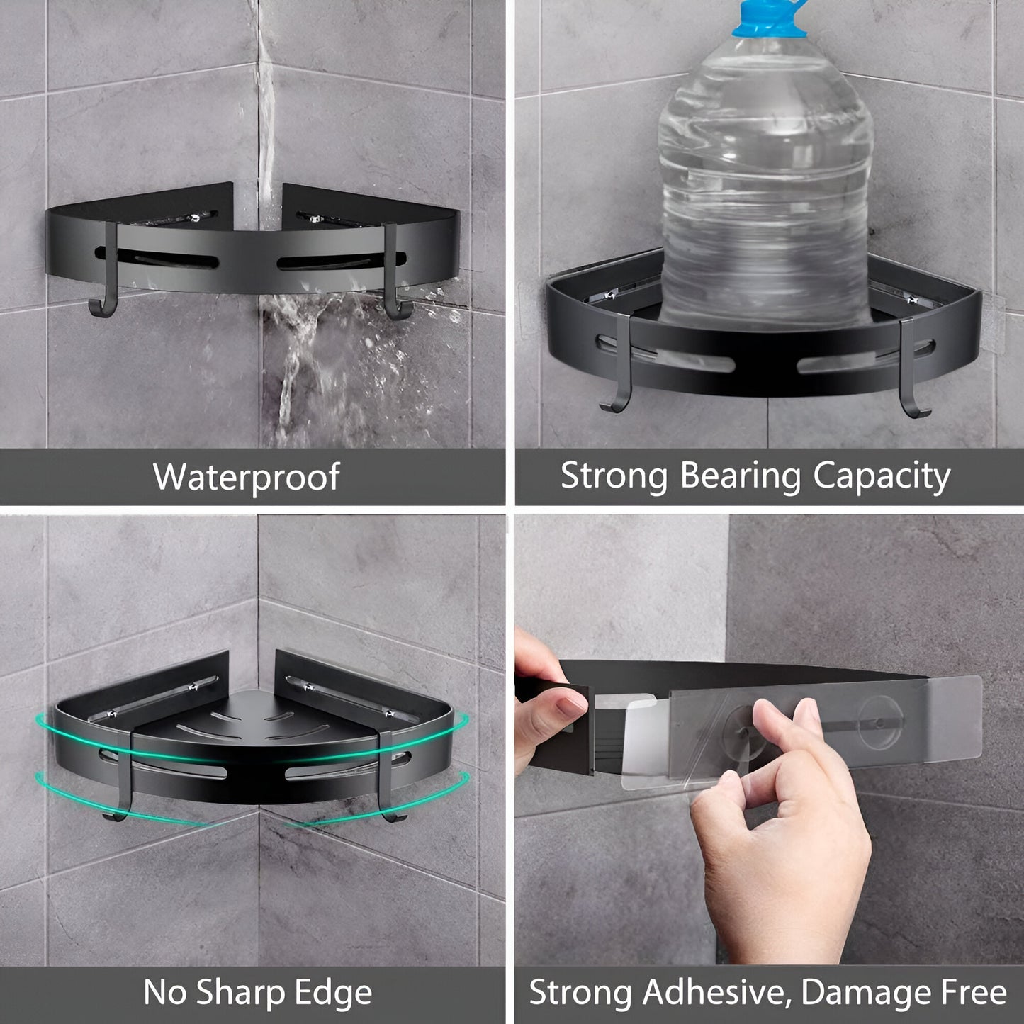 Aluminium Self-Adhesive Corner Shelf for Bathroom (Queen Size)