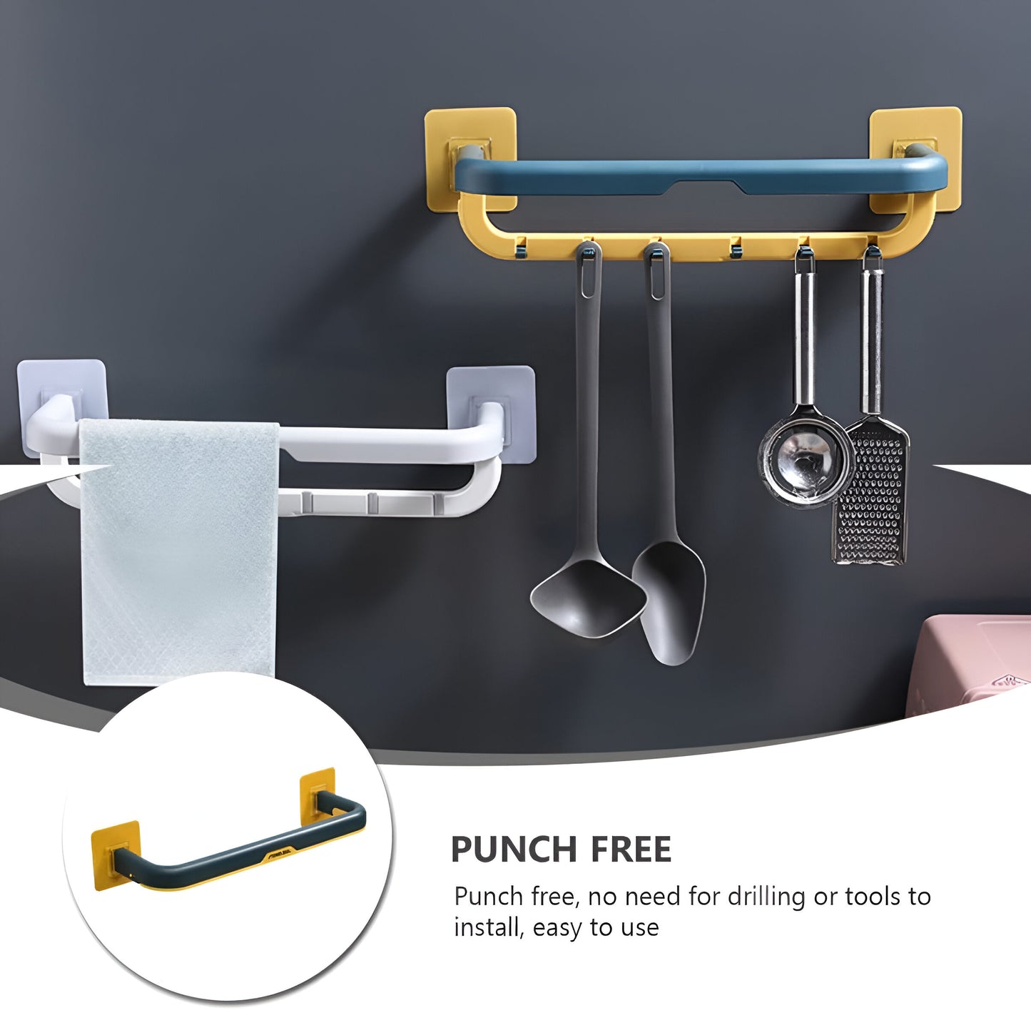 Double-Layer Wall Towel Rack/Rod for Bathroom & Kitchen