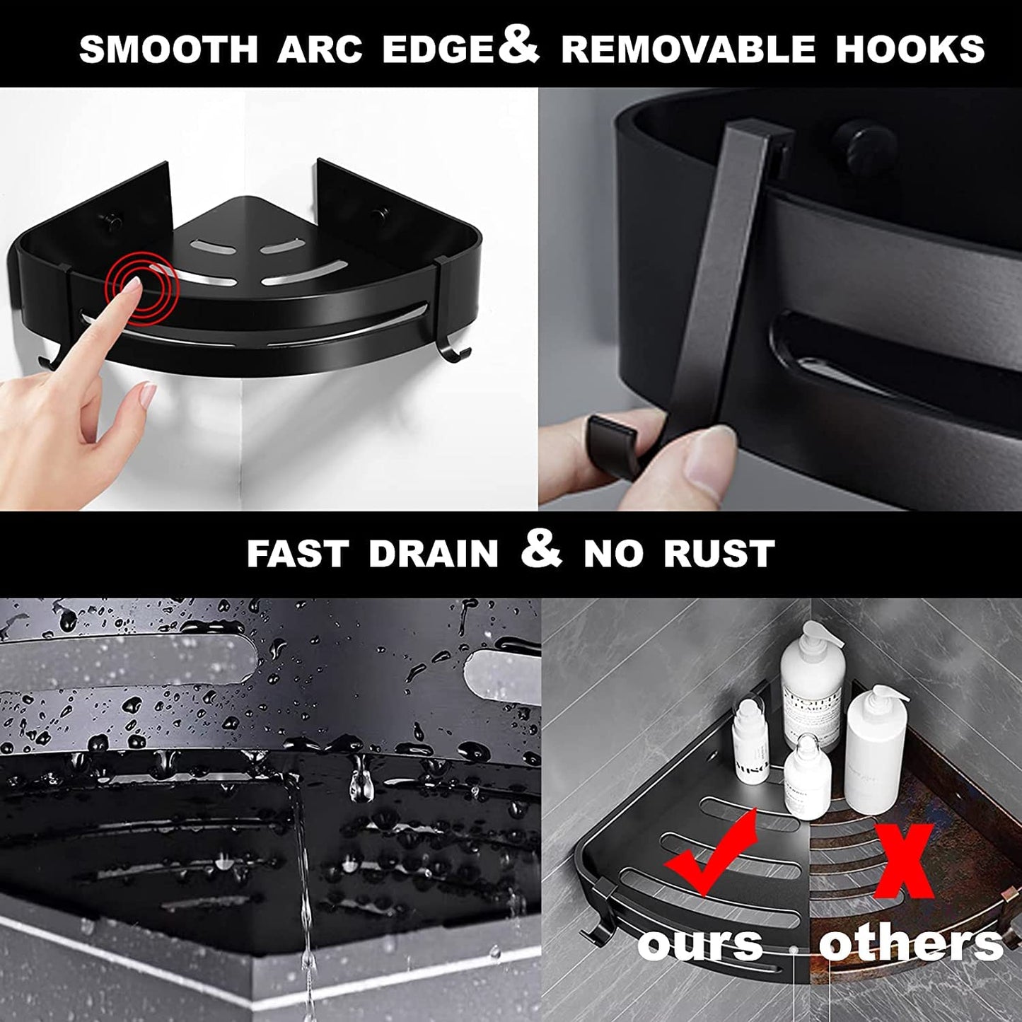 Aluminium Self-Adhesive Corner Shelf for Bathroom (Queen Size)