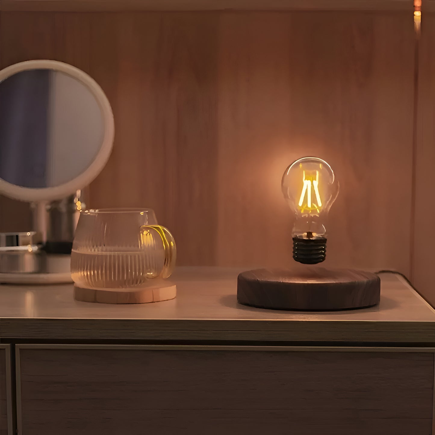 Plastic Magnetic Levitating Floating Light Bulb Warm Yellow LED Table Light For Room Office