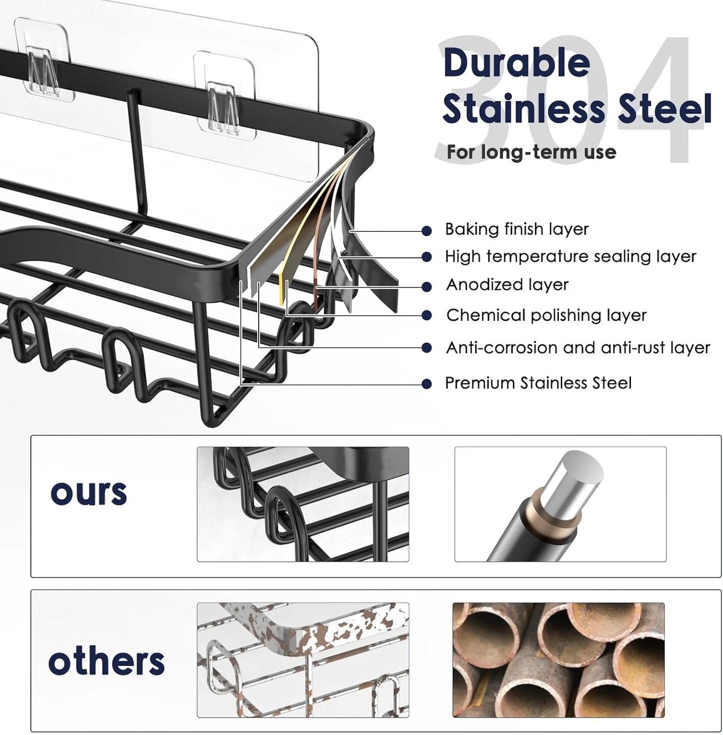 Self-Adhesive No-Drill Heavy-Duty Bathroom Shelf