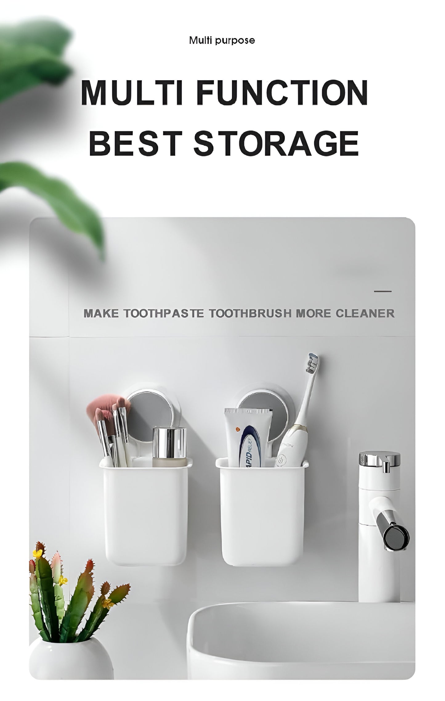 Self-Adhesive Wall-Mount Toothbrush & Accessory Organizer